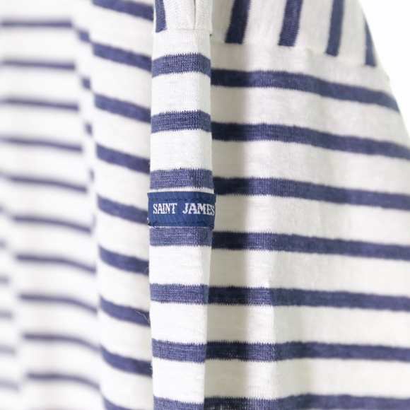 NWT Saint James x Jenni Kayne Rue Drop Shoulder Tee Striped Linen Womens L - Picture 6 of 9